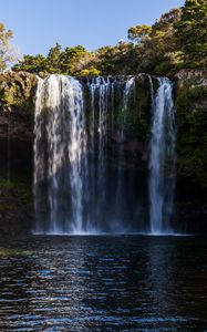 Превью обои водопад, вода, река, камни