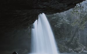 Превью обои водопад, вода, скала, камни, природа