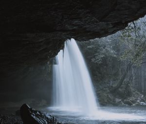 Превью обои водопад, вода, скала, камни, природа