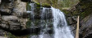 Превью обои водопад, вода, скала, река, камни, природа