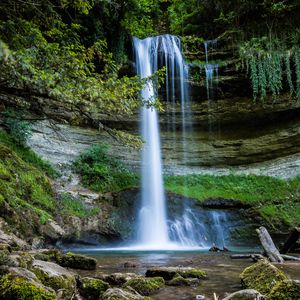 Превью обои водопад, вода, скалы, пейзаж