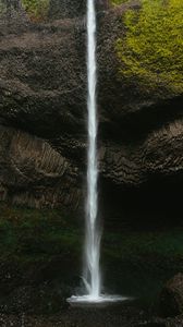 Превью обои водопад, вода, скалы, мох, природа