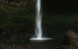 Превью обои водопад, вода, скалы, мох, природа