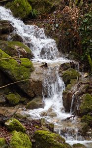 Превью обои водопад, вода, скалы, природа, пейзаж