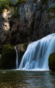 Превью обои водопад, вода, скалы, камни, природа