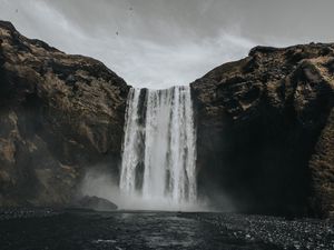 Превью обои водопад, возвышенности, река