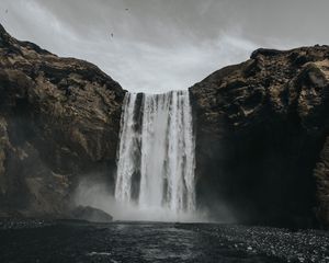 Превью обои водопад, возвышенности, река