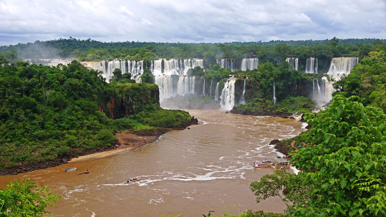 Обои водопады, бразилия, реки, пейзаж, iguazu, природа