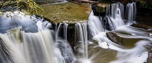 Превью обои водопады, камень, брызги, природа, длинная выдержка