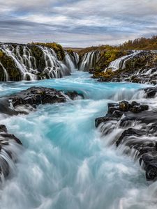 Превью обои водопады, камни, скалы, пейзаж, природа