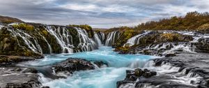 Превью обои водопады, камни, скалы, пейзаж, природа