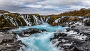 Превью обои водопады, камни, скалы, пейзаж, природа