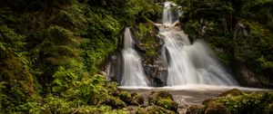 Превью обои водопады, камни, трава, природа