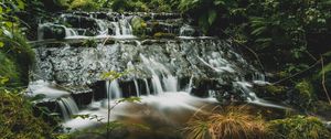 Превью обои водопады, каскад, деревья, вода