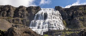 Превью обои водопады, обрыв, горы, скалы, камни, пейзаж