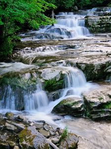 Превью обои водопады, река, перекаты, пейзаж