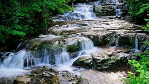 Превью обои водопады, река, перекаты, пейзаж