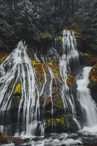 Превью обои водопады, скала, деревья, природа