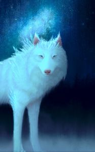 Превью обои волк, белый, арт, животное