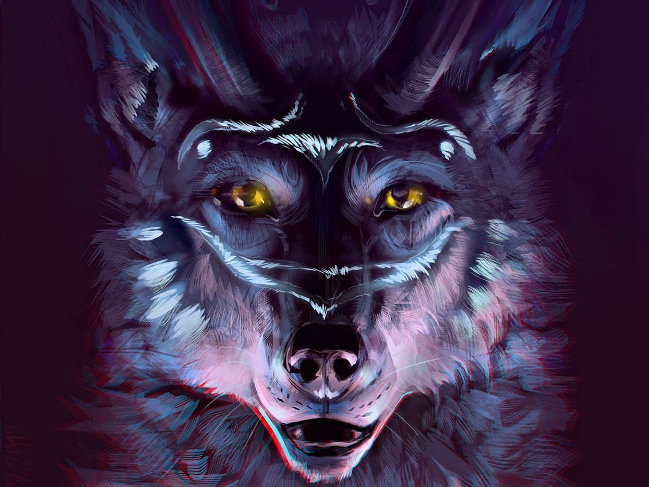 Волк арт портрет