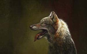 Превью обои волк, высунутый язык, арт