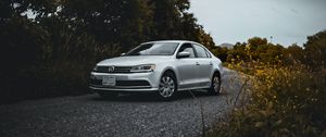 Превью обои volkswagen, автомобиль, серый, дорога