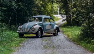 Превью обои volkswagen beetle, volkswagen, автомобиль, ретро, старый