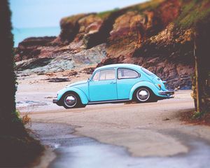 Превью обои volkswagen beetle, volkswagen, вид сбоку