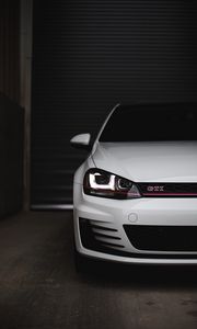 Превью обои volkswagen golf gti, volkswagen, автомобиль, белый