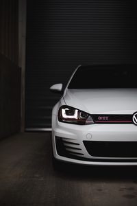 Превью обои volkswagen golf gti, volkswagen, автомобиль, белый