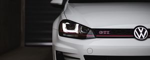 Превью обои volkswagen golf gti, volkswagen, автомобиль, белый