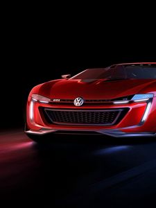 Превью обои volkswagen, gti, roadster, красный, вид спереди