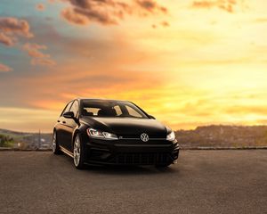 Превью обои volkswagen r, volkswagen, машина, вид спереди, фары