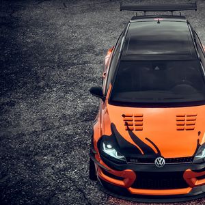 Превью обои volkswagen, спорткар, автомобиль, тюнинг, вид спереди