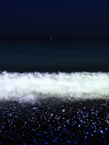 Превью обои волна, море, ночь, морская пена