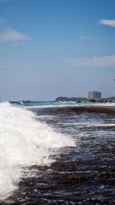 Превью обои волна, море, океан, брызги, берег