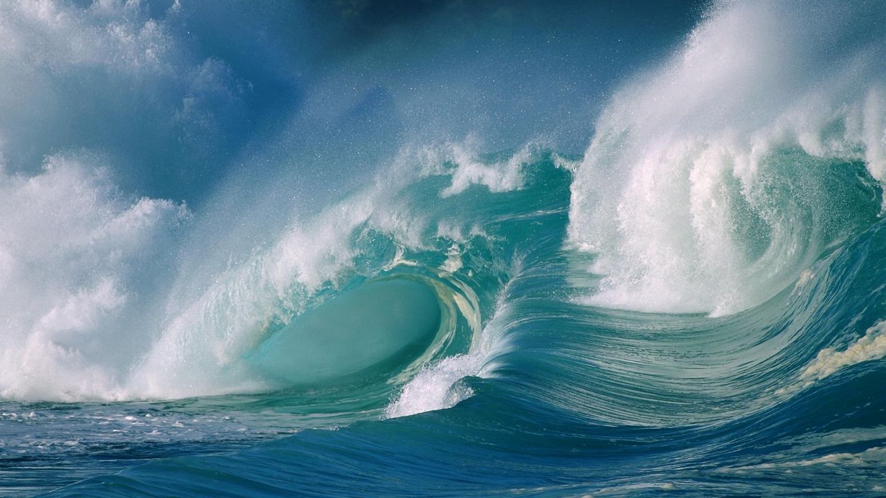 Обои волна, океан, всплеск, море, сила, брызги