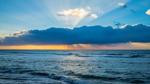 Превью обои волны, берег, горизонт, небо