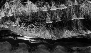 Превью обои волны, чб, море, вид сверху