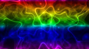 Превью обои волны, изгибы, радуга, абстракция, разноцветный