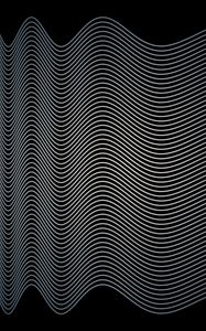 Превью обои волны, линии, черный фон, абстракция