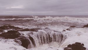 Превью обои волны, море, вода, горизонт