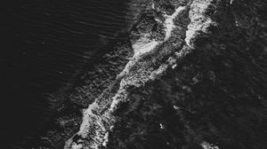 Превью обои волны, океан, чб, вид сверху, вода