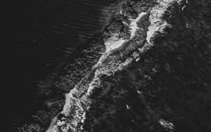 Превью обои волны, океан, чб, вид сверху, вода