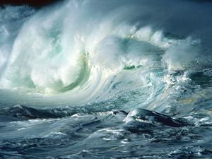 Превью обои волны, океан, шторм, стихия, пена
