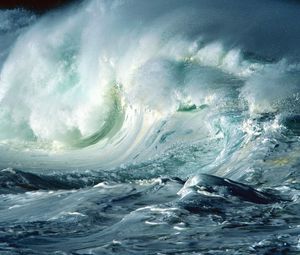 Превью обои волны, океан, шторм, стихия, пена