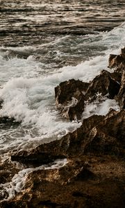 Превью обои волны, скалы, море, вода