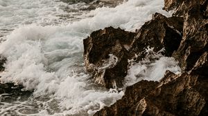 Превью обои волны, скалы, море, вода