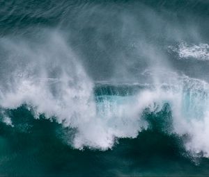 Превью обои волны, вид сверху, море, пена, вода