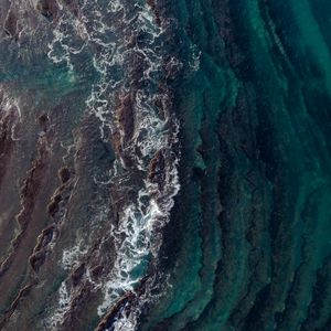 Превью обои волны, вид сверху, вода